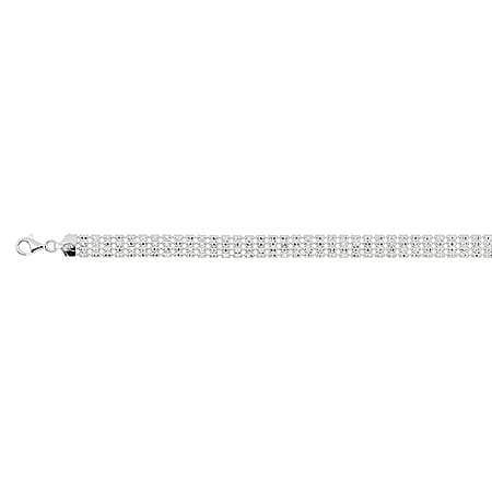Italian Mega Closeout - Rhodium Overlay Sterling Silver BRILLINTINA Necklace (Size - 20) With Lobster Clasp, Silver Wt. 28.10 Gms.