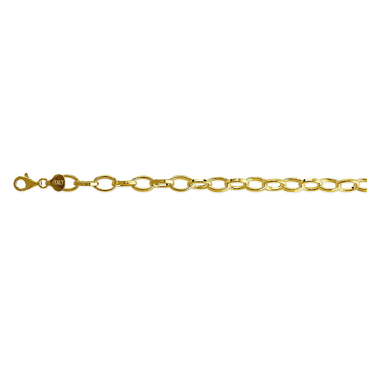 One Time Closeout - Vicenza Close Out Deal Yellow Gold Plated Sterling Silver Romy Rolo Chain (Size - 20) With Lobster Clasp, Silver Wt. 35.6 Gms