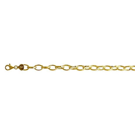 Vicenza Close Out Deal Yellow Gold Plated Sterling Silver Romy Rolo Chain (Size - 20) With Lobster Clasp, Silver Wt. 35.6 Gms
