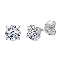 LUXURIANT Lab Grown Diamond (VS/G H) Earring with Push Back in Platinum Overlay Sterling Silver 1 Ct.