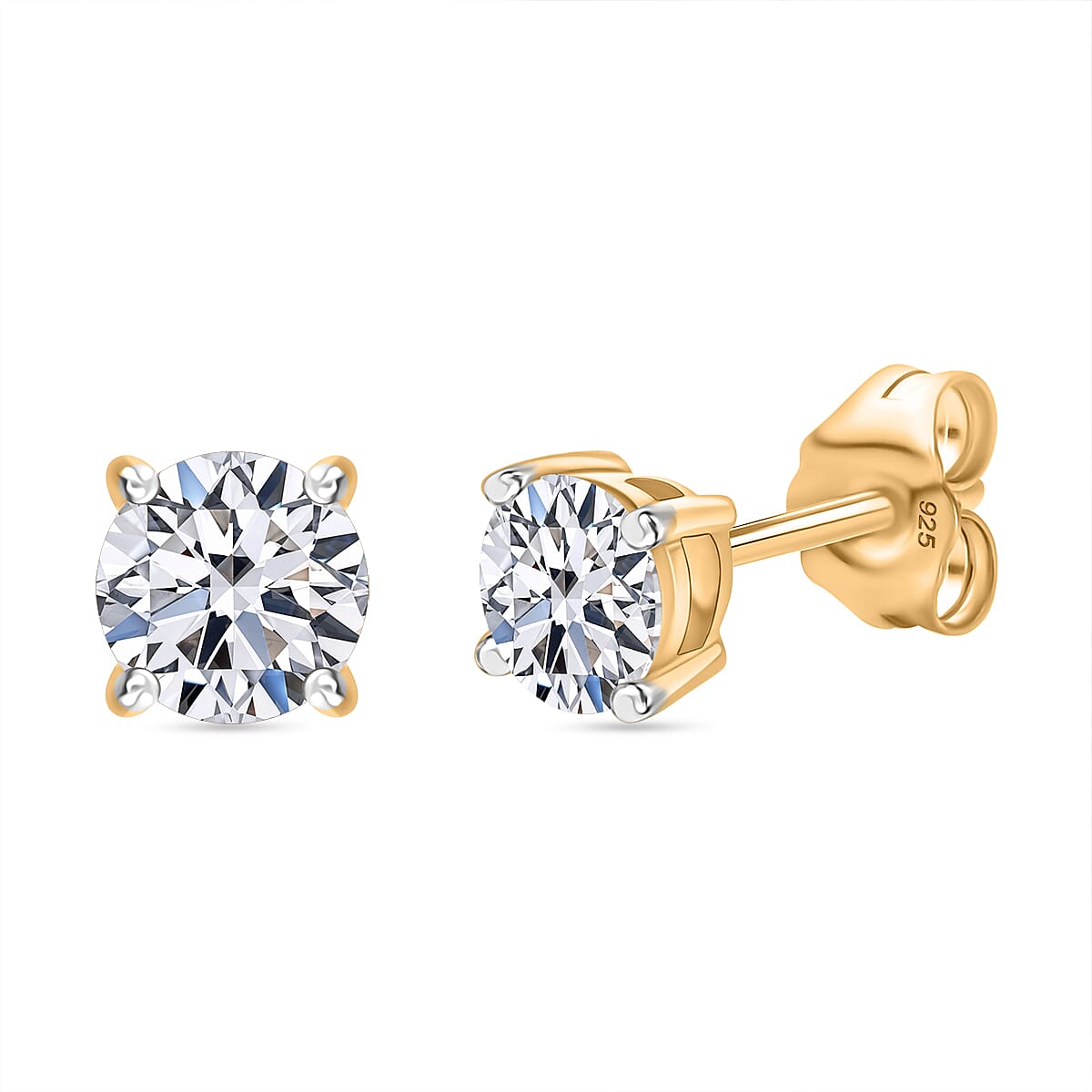 Luxuriant Diamond - Lab Grown Diamond (VS-G-H) Earring with Push Back in Vermeil Yellow Gold Plated Sterling Silver 1.00 Ct.