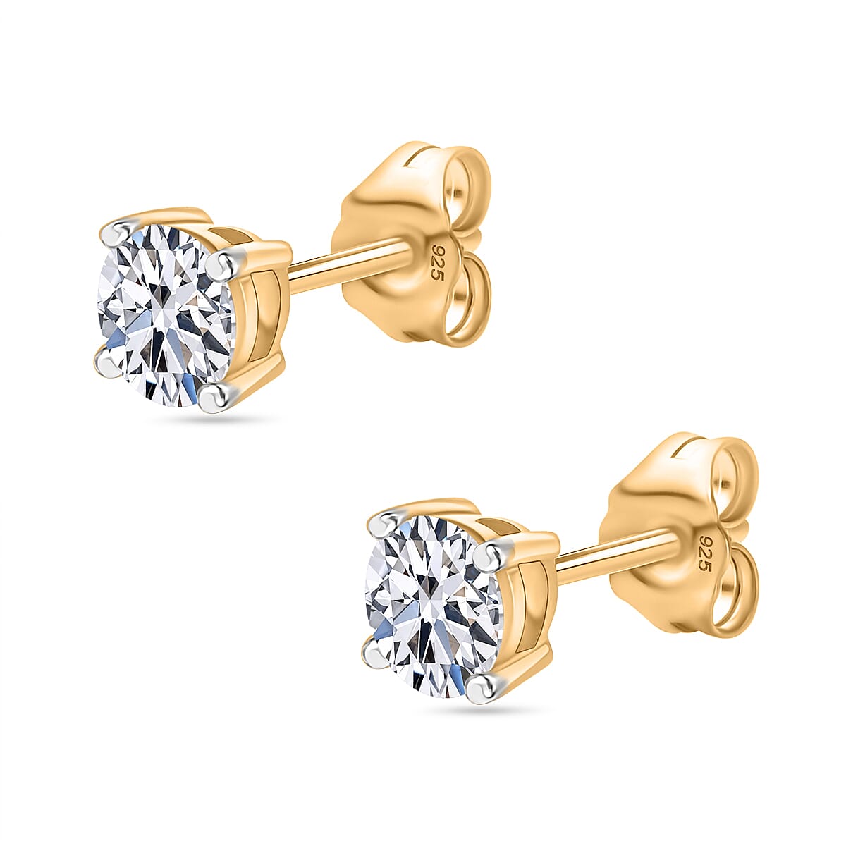 Luxuriant Diamond - Lab Grown Diamond (VS-G-H) Earring with Push Back in Vermeil Yellow Gold Plated Sterling Silver 1.00 Ct.