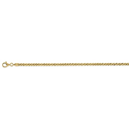 Italian Closeout Deal - Diamond Cut Sterling Silver Rock Necklace with Gold overlay (Size - 18) With Lobster Clasp