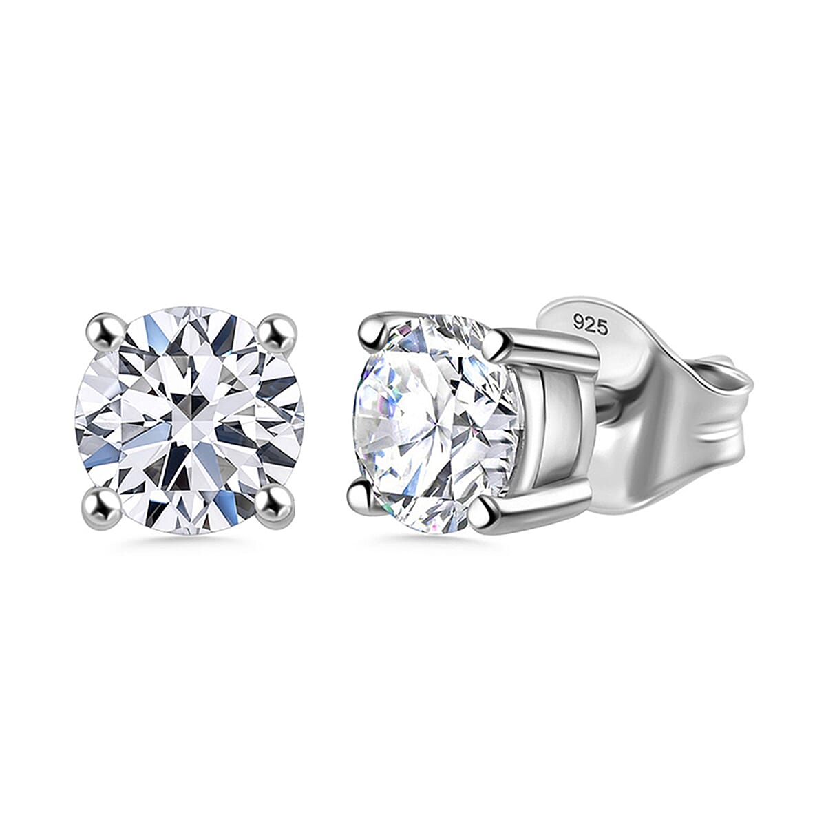 Luxuriant Lab Grown Diamond (SI-GH) Earring with Push Back in Platinum Overlay Sterling Silver 1.50 Ct.