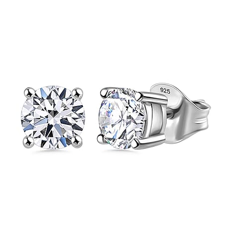 Luxuriant Lab Grown Diamond (SI-GH) Earring with Push Back in Platinum Overlay Sterling Silver 1.50 Ct.