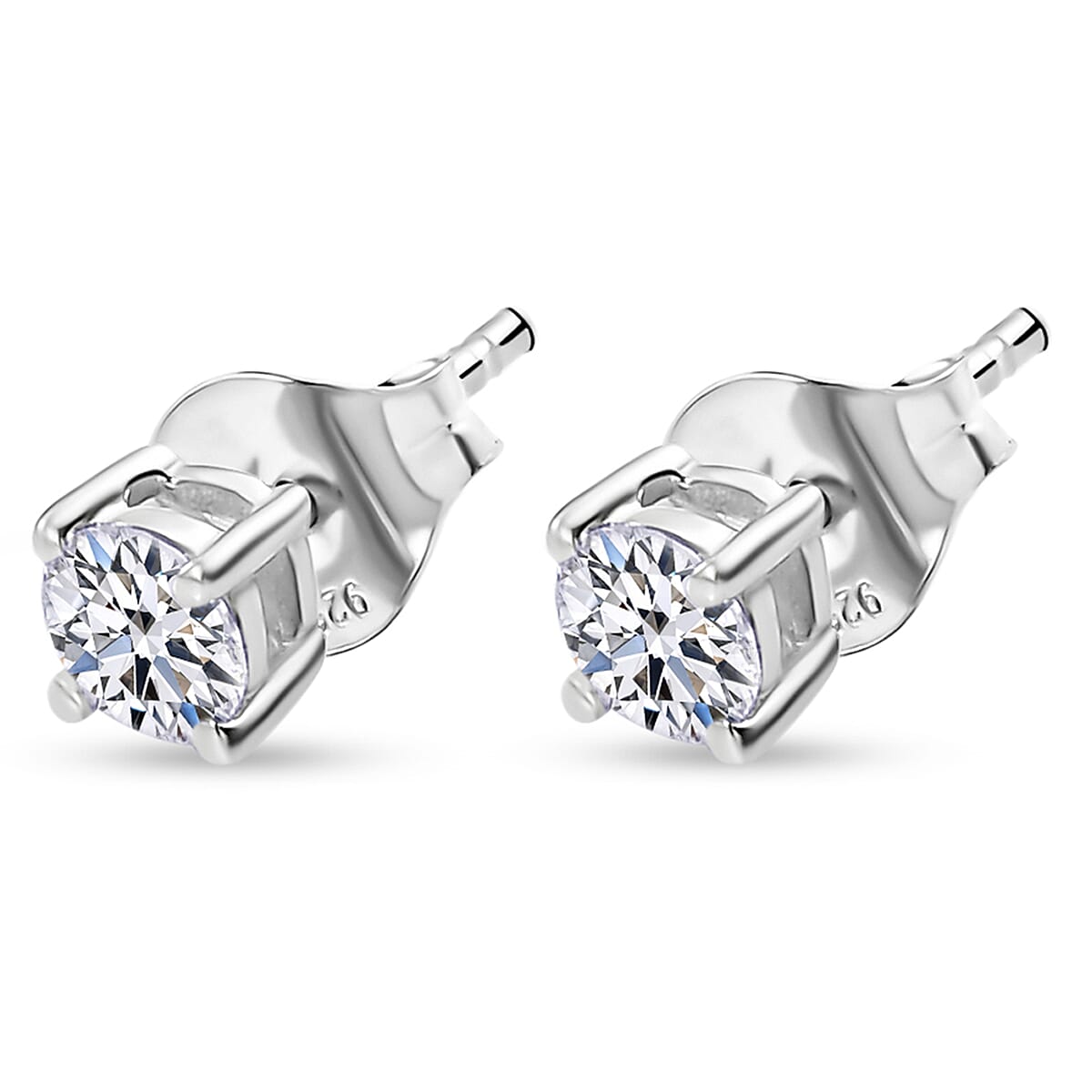 Luxuriant Lab Grown Diamond (SI-GH) Earring with Push Back in Platinum Overlay Sterling Silver 1.50 Ct.