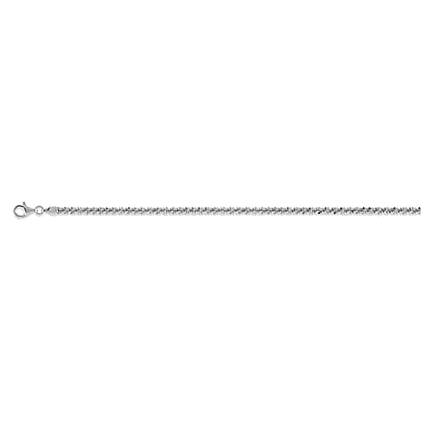 Italian Closeout Deal - Diamond Cut Sterling Silver Rock Necklace with Platinum overlay (Size - 18) With Lobster Clasp, Silver Wt. 10.51 Gms