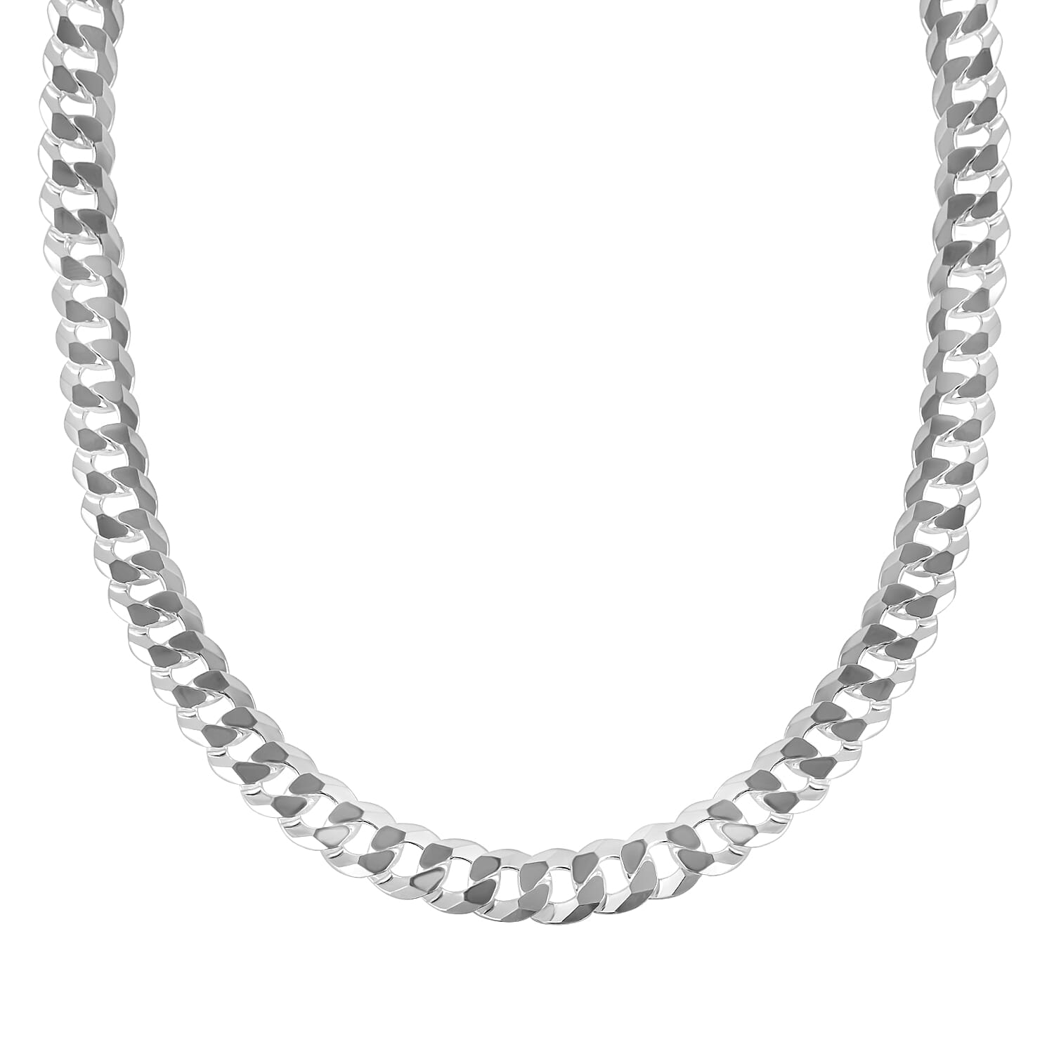 Italian Made Flat Curb Necklace in Sterling Silver (Size - 20) With Lobster Clasp, Silver Wt. 55.90 Gms.