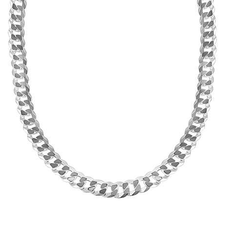 Italian Made Flat Curb Necklace in Sterling Silver (Size - 20) With Lobster Clasp, Silver Wt. 55.90 Gms.