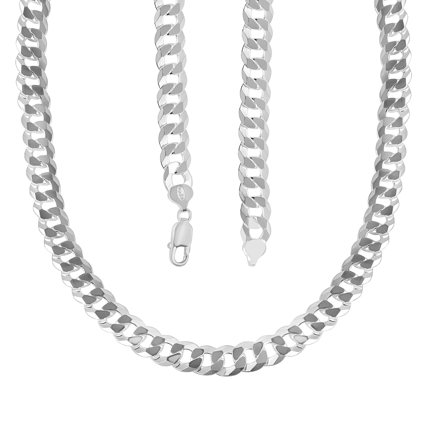 Italian Made Flat Curb Necklace in Sterling Silver (Size - 20) With Lobster Clasp, Silver Wt. 55.90 Gms.