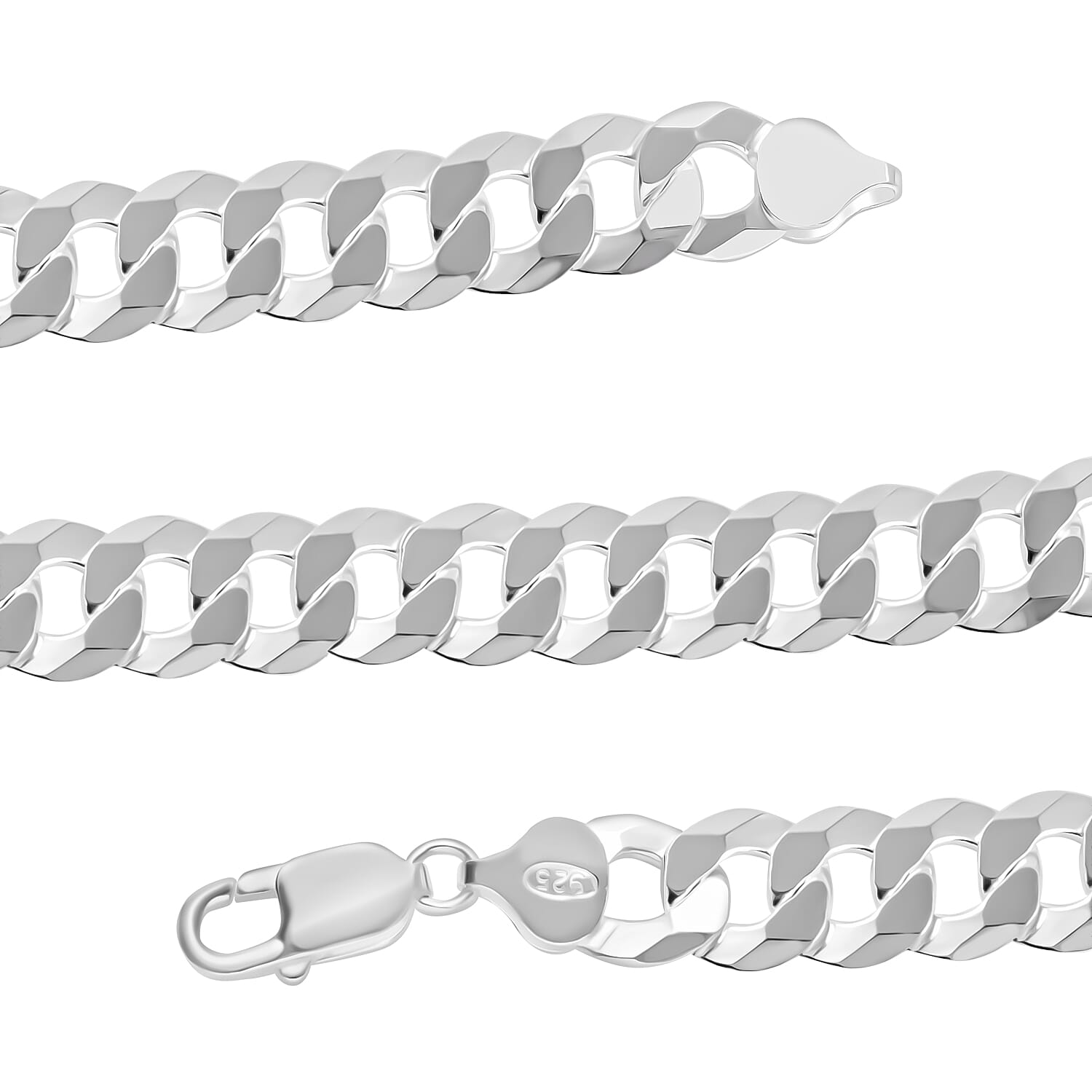 Italian Made Flat Curb Necklace in Sterling Silver (Size - 20) With Lobster Clasp, Silver Wt. 55.90 Gms.