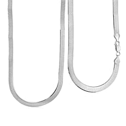 Italian Made - Rhodium Overlay Sterling Silver Stardust Herringbone Necklace (Size - 18) With Lobster Clasp, Silver Wt. 12.71 Gms