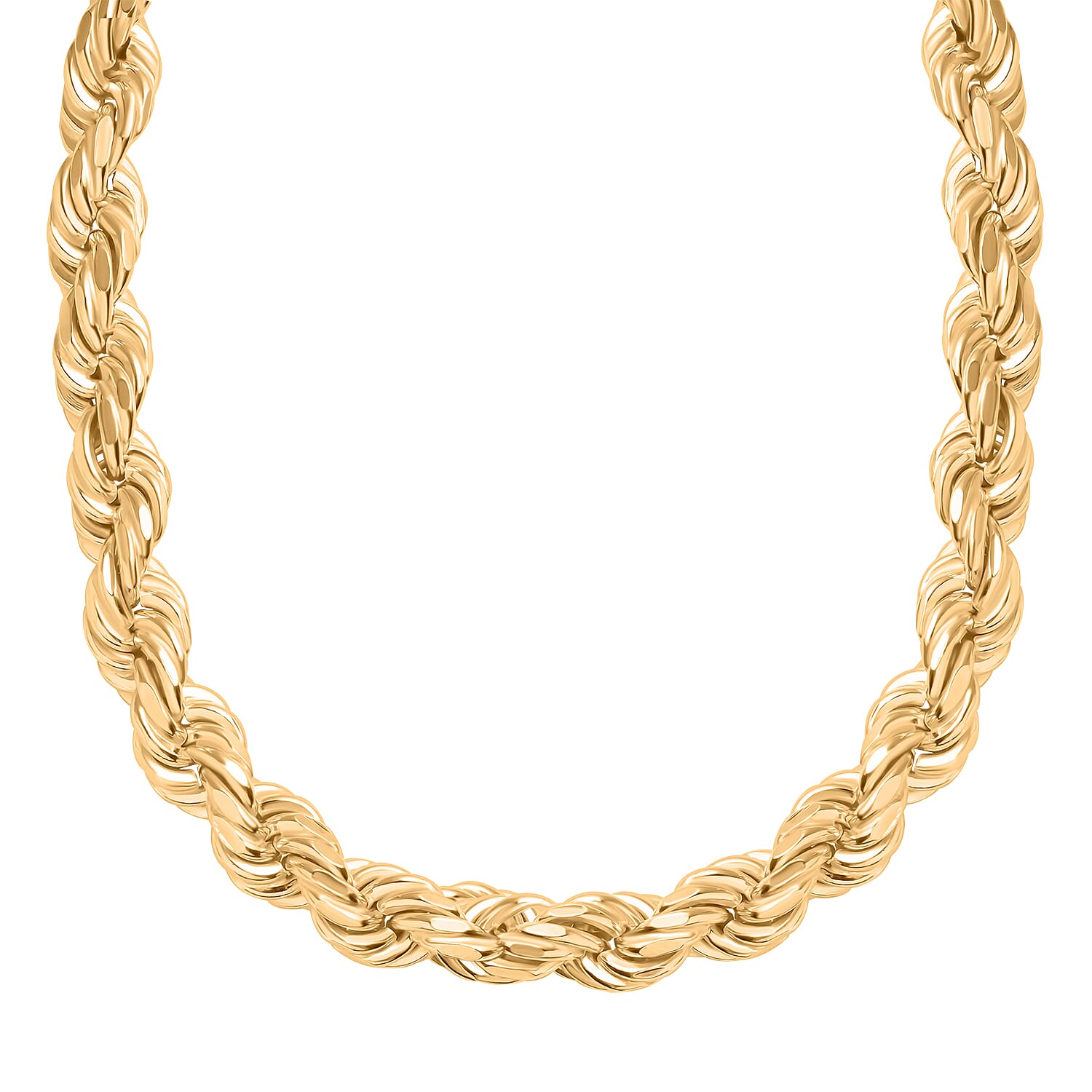 One Time Offer - Italian Made Yellow Gold Overlay Sterling Silver Rope Necklace (Size - 20) With Lobster Clasp, Silver Wt. 96.50 Gms.
