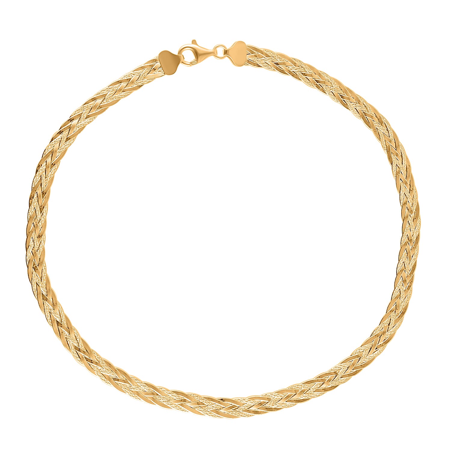 Italian Closeout - Gold Plating Sterling Silver Braided Necklace (Size - 18) with Lobster Clasp, Silver Wt. 21.25 Gms.