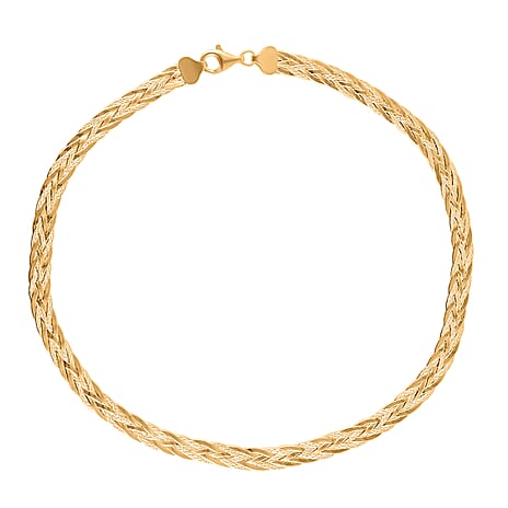 Italian Closeout - Gold Plating Sterling Silver Braided Necklace (Size - 18) with Lobster Clasp, Silver Wt. 21.25 Gms.