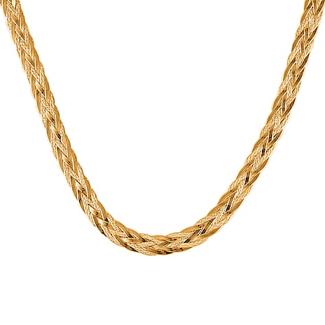 Italian Closeout - Gold Plating Sterling Silver Braided Necklace (Size - 18) with Lobster Clasp, Silver Wt. 21.25 Gms.