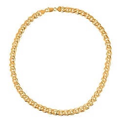 Italian Closeout Deal - Gold Overlay Sterling Silver Double Curb Necklace (Size - 20) with Lobster Clasp, Silver Wt. 50.54 Gms.