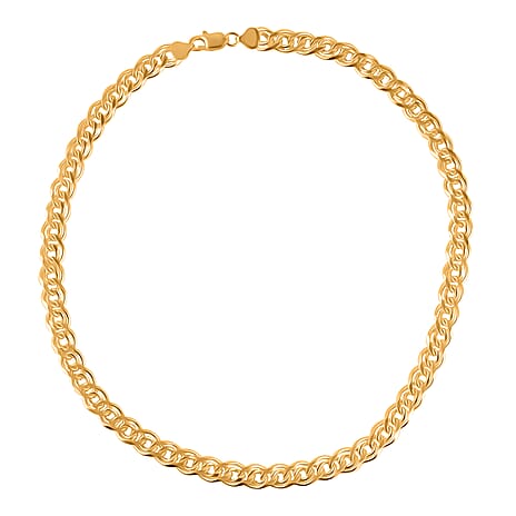Italian Closeout Deal - Gold Overlay Sterling Silver Double Curb Necklace (Size - 20) with Lobster Clasp, Silver Wt. 50.54 Gms.