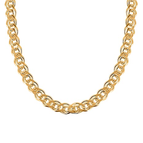Italian Closeout Deal - Gold Overlay Sterling Silver Double Curb Necklace (Size - 20) with Lobster Clasp, Silver Wt. 50.54 Gms.