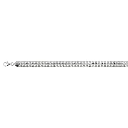 Black Friday Doorbuster - Vicenza Close Out Rhodium Ovarlay Sterling Silver Bracelet (Size - 7.5) With Lobster Clasp, Silver Wt. 11.05 Gms