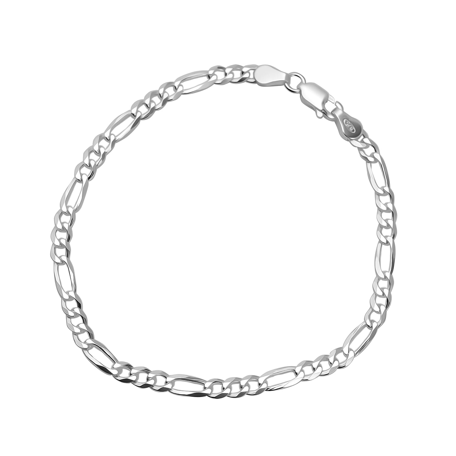 Italian Mega Close Out Deal - Sterling Silver Figaro Bracelet (Size - 7.5)