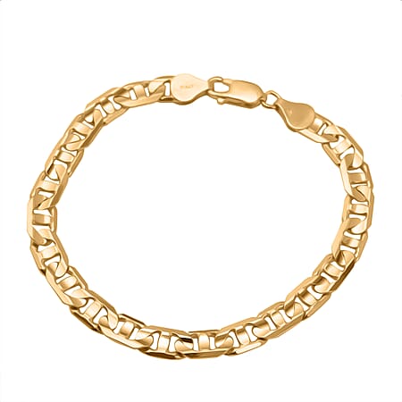 Vicenza Closeout Deal - Anchor Bracelet (Size - 7.5) With Lobster Clasp in Gold Overlay Sterling Silver, Silver Wt. 11.89 Gms