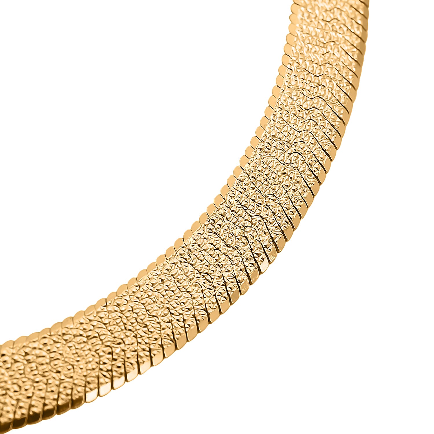 Italian Closeout - Designer Inspired Herringbone Bracelet (Size - 7.5) With Lobster Clasp in Gold Overlay Sterling Silver