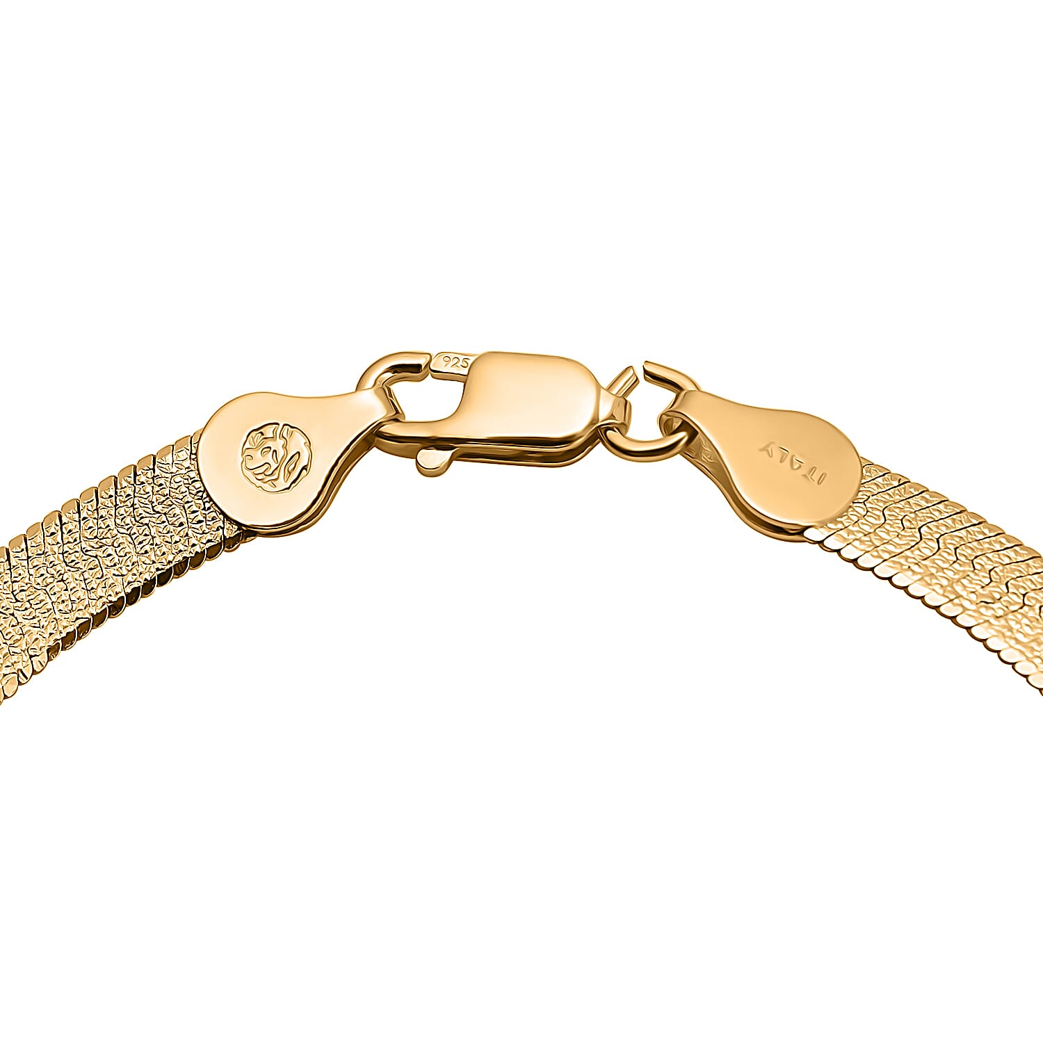 Italian Closeout - Designer Inspired Herringbone Bracelet (Size - 7.5) With Lobster Clasp in Gold Overlay Sterling Silver