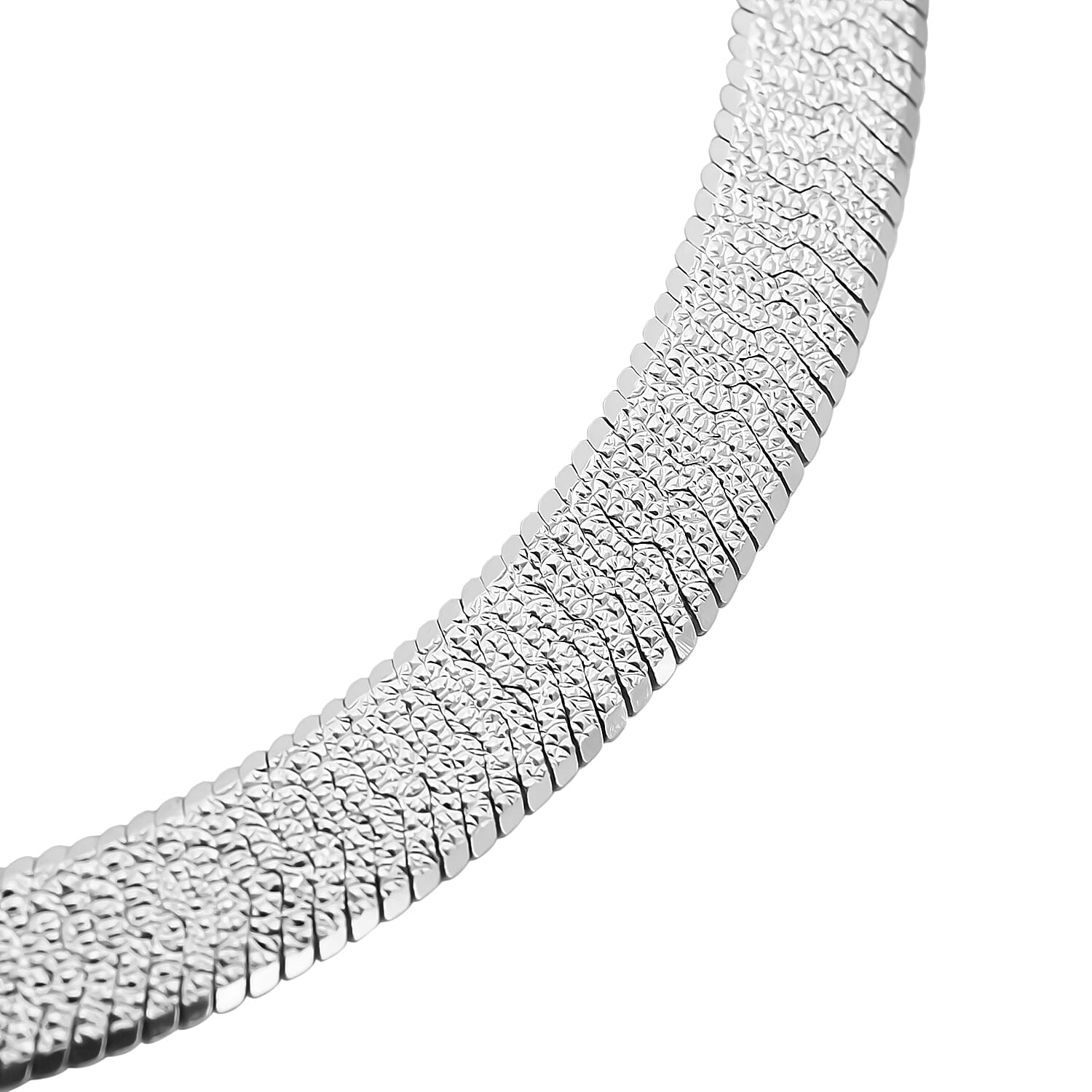 Hatton Garden Closeout - Designer Inspired Herringbone Bracelet (Size - 7.5) With Lobster Clasp in Platinum Overlay Sterling Silver
