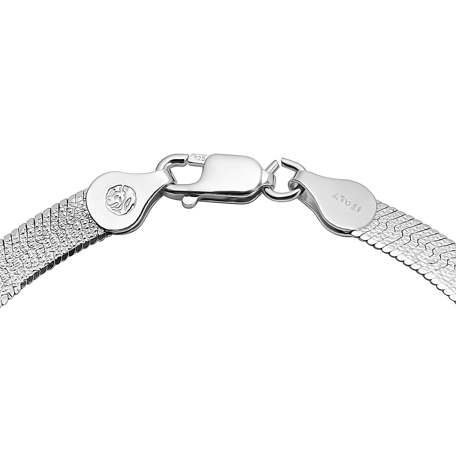 Hatton Garden Closeout - Designer Inspired Herringbone Bracelet (Size - 7.5) With Lobster Clasp in Platinum Overlay Sterling Silver