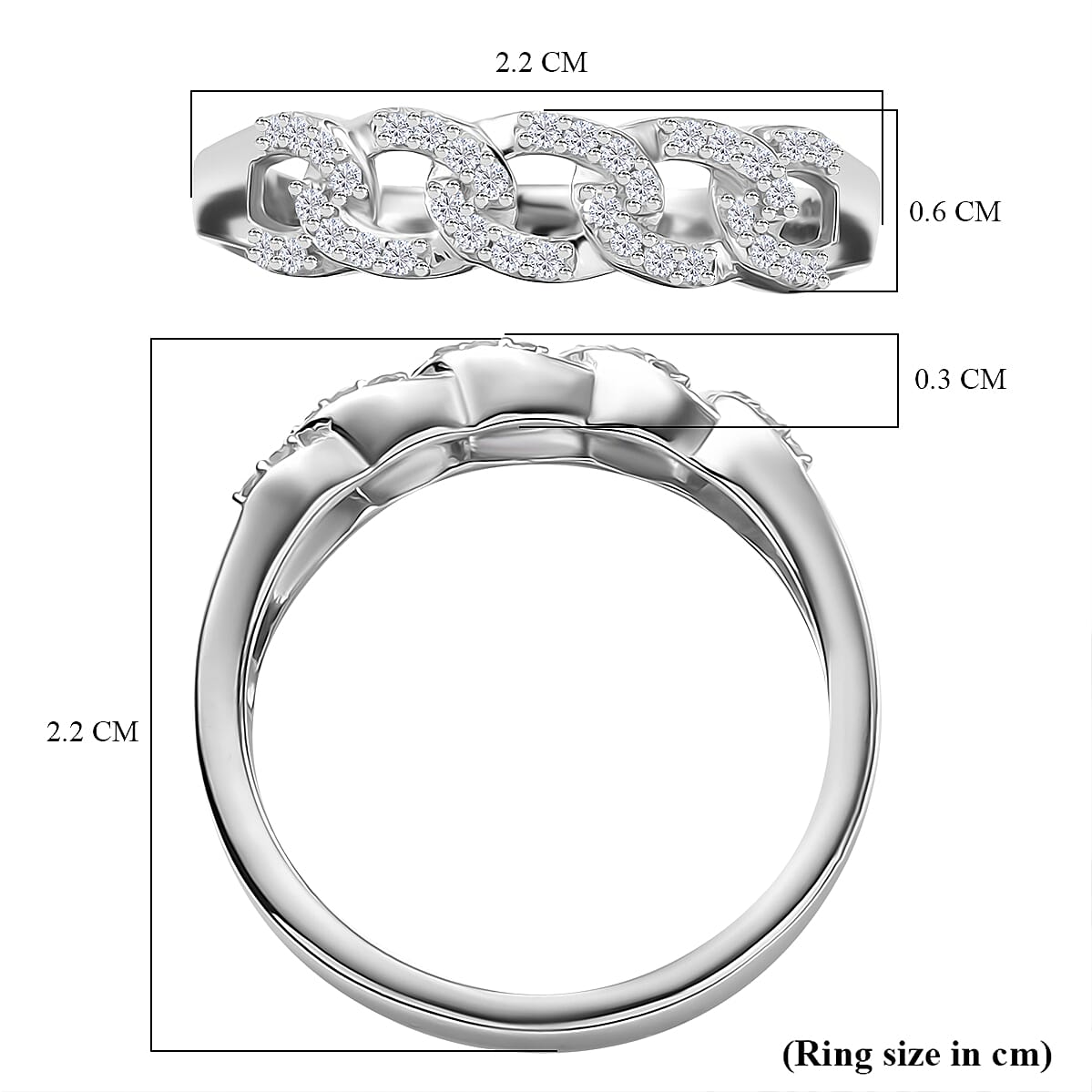 Diamond Band Ring in Rhodium Overlay Sterling Silver Diamond Band Ring in Rhodium Overlay Sterling Silver