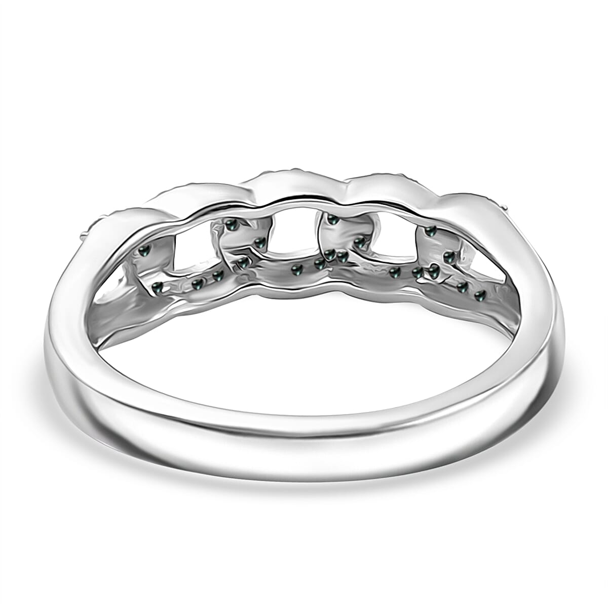 Diamond Band Ring in Rhodium Overlay Sterling Silver
