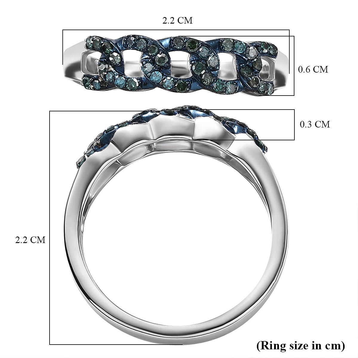 Diamond Band Ring in Rhodium Overlay Sterling Silver