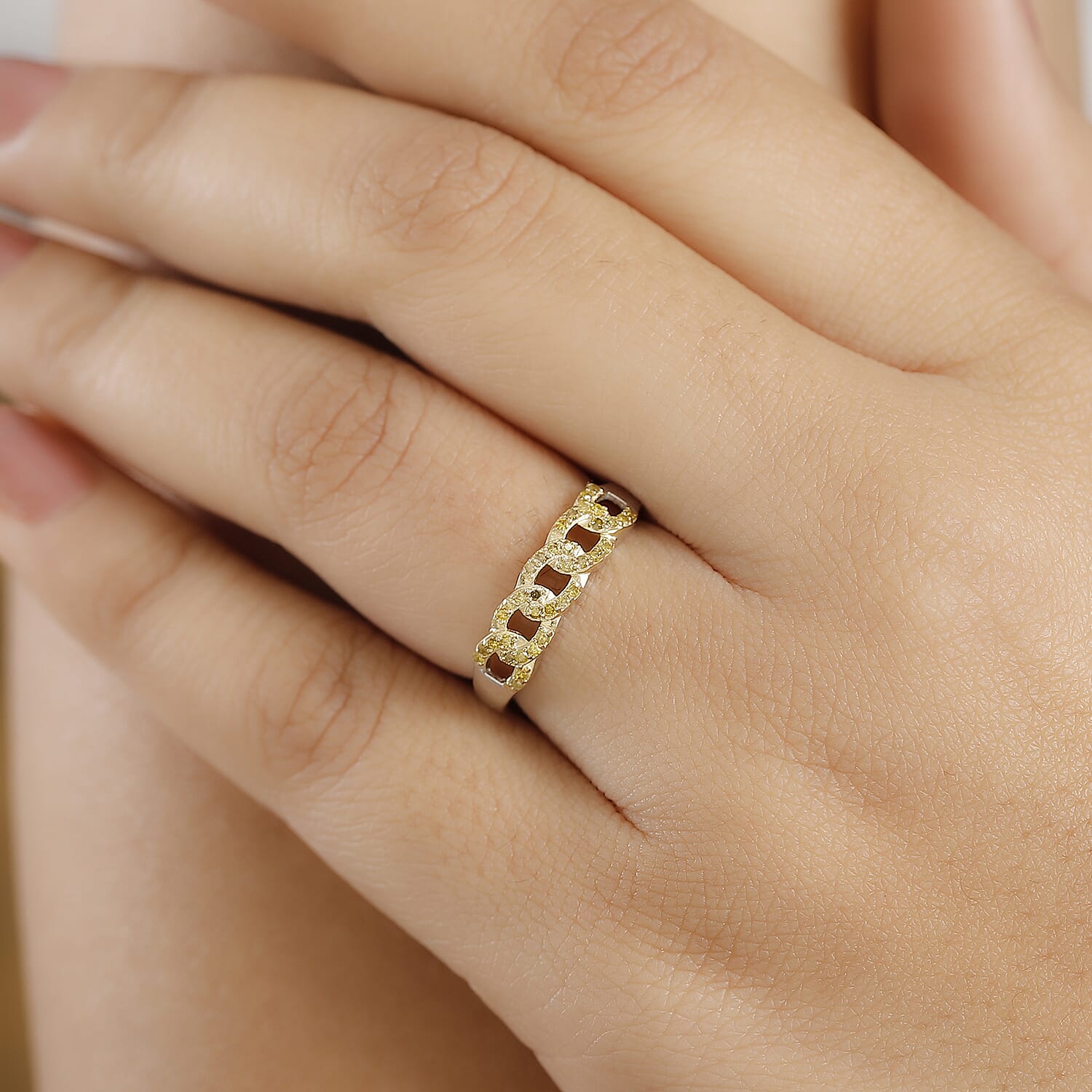 Diamond Band Ring in Rhodium Overlay Sterling Silver