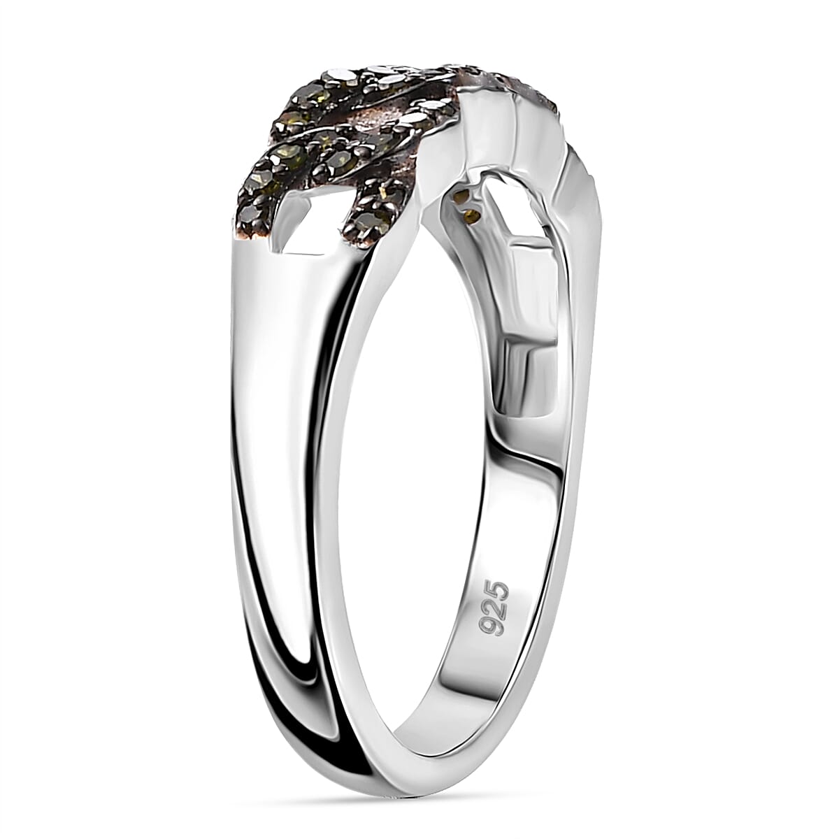 Diamond Band Ring in Rhodium Overlay Sterling Silver