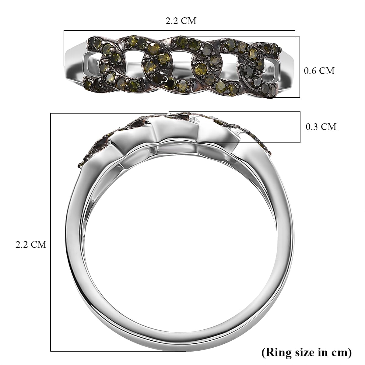 Diamond Band Ring in Rhodium Overlay Sterling Silver