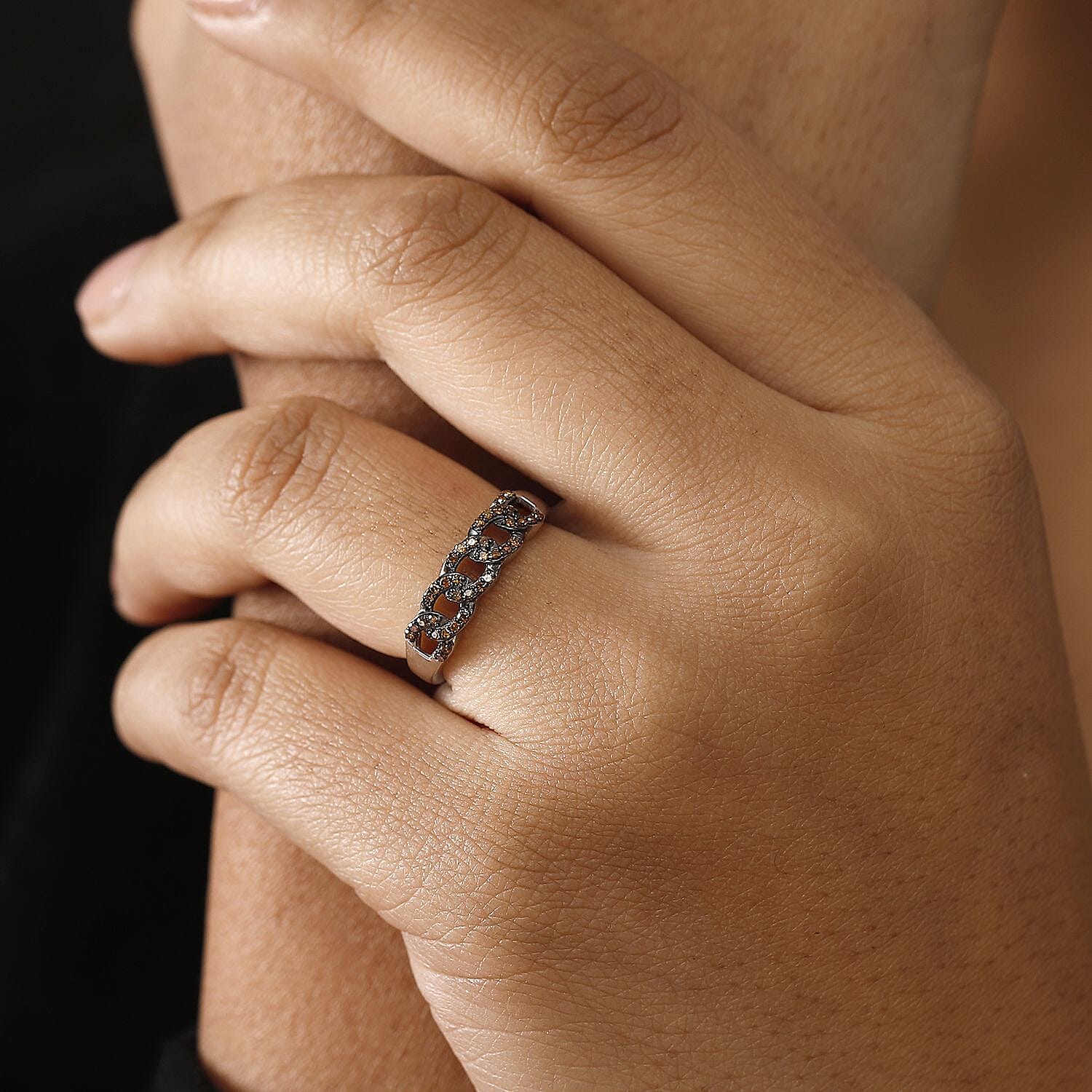 Diamond Band Ring in Rhodium Overlay Sterling Silver