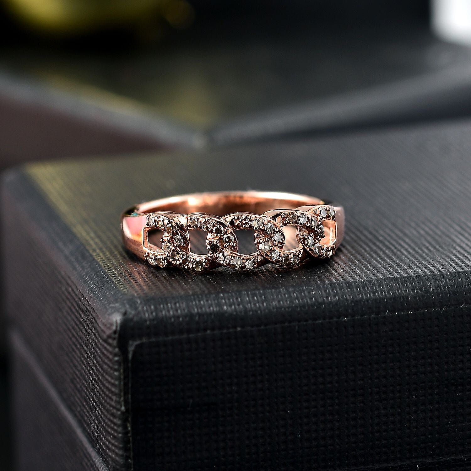 Diamond Band Ring in Rhodium Overlay Sterling Silver