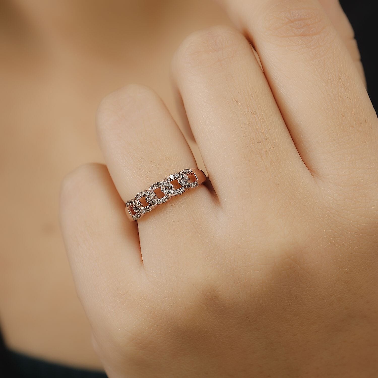 Diamond Band Ring in Rhodium Overlay Sterling Silver