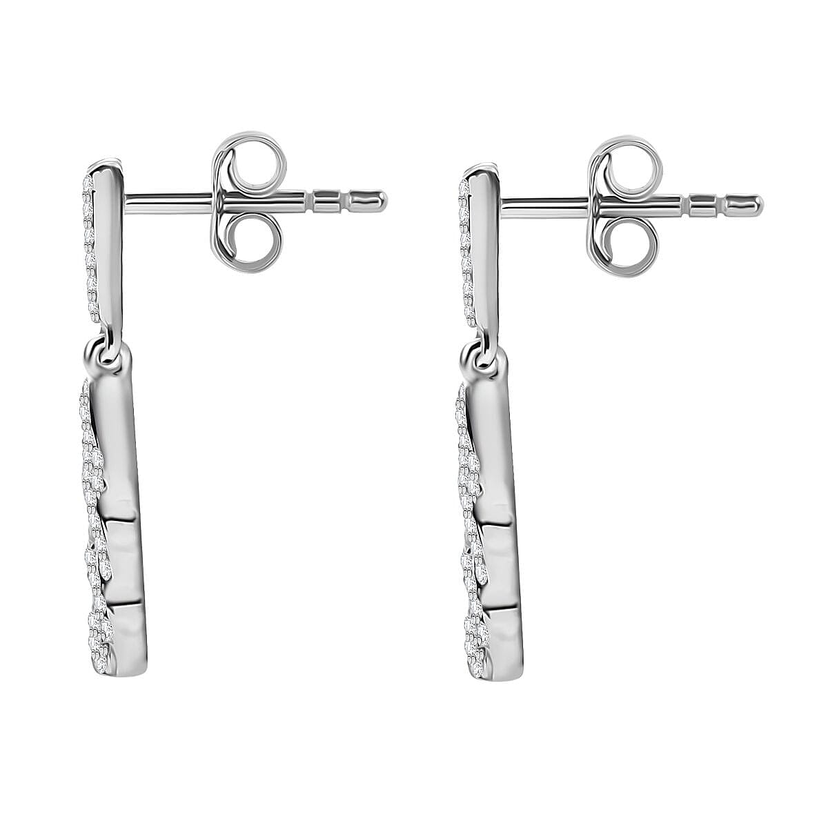 White Diamond Earring with Push Back in Rhodium Overlay Sterling Silver 0.25 Ct. White Diamond Earring with Push Back in Rhodium Overlay Sterling Silver 0.25 Ct.