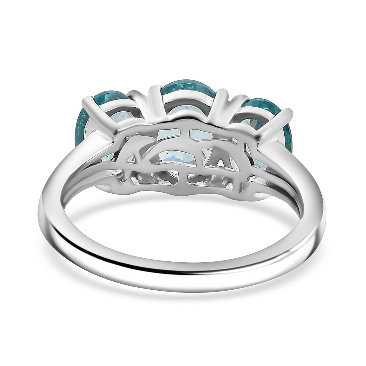 Lagoon Apatite Ring in Rhodium Overlay Sterling Silver 2.64 Ct. Lagoon Apatite Ring in Rhodium Overlay Sterling Silver 2.64 Ct.