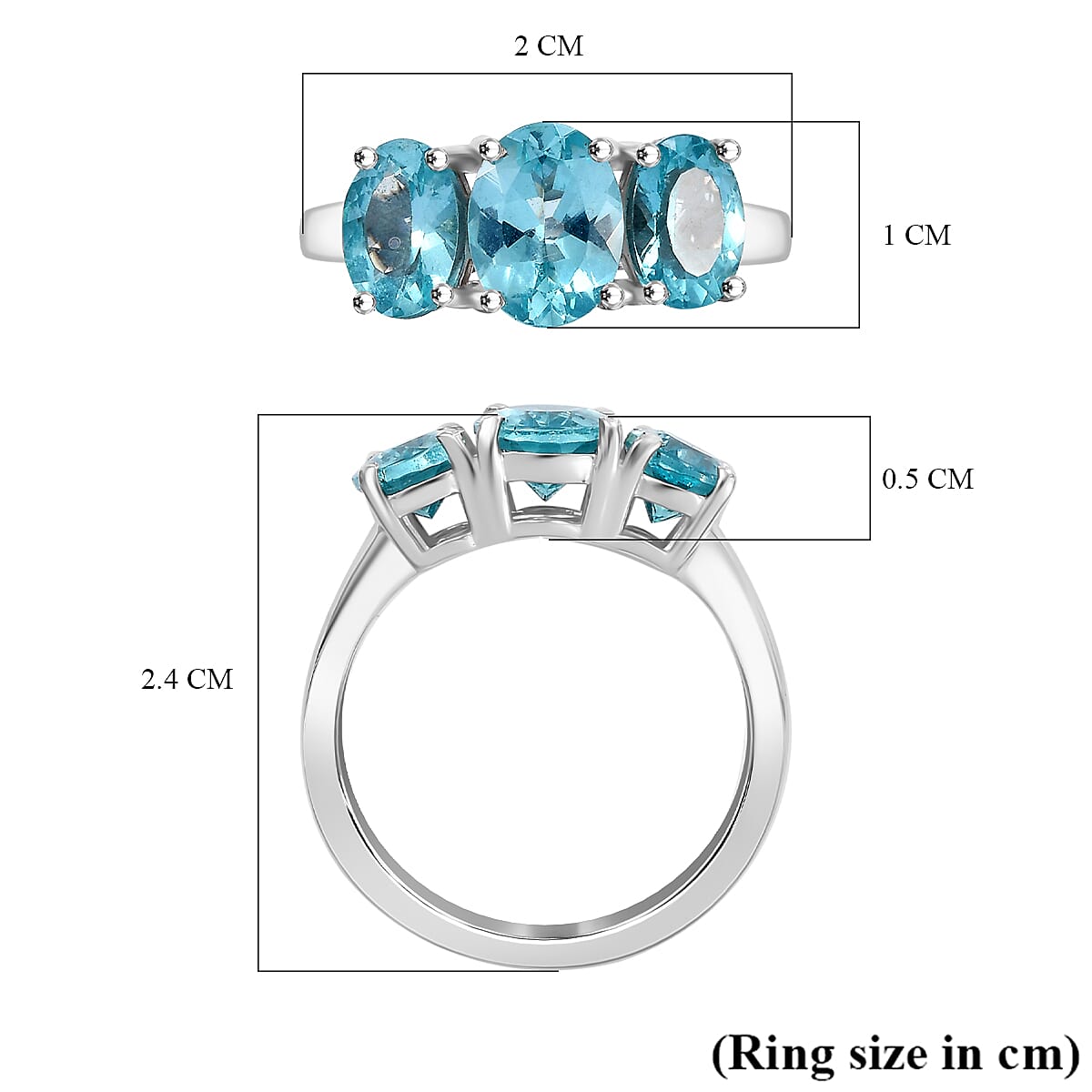Lagoon Apatite Ring in Rhodium Overlay Sterling Silver 2.64 Ct. Lagoon Apatite Ring in Rhodium Overlay Sterling Silver 2.64 Ct.
