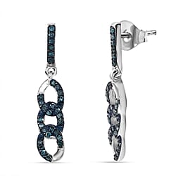 Diamond Earring with Push Back in Rhodium Overlay Sterling Silver