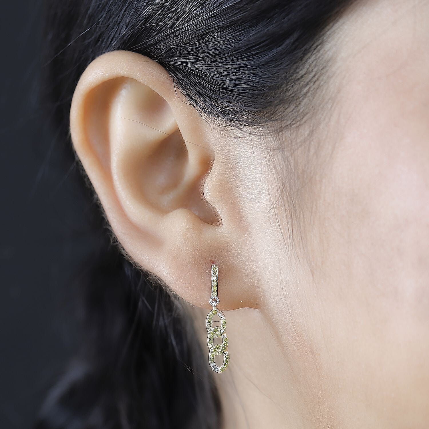 Yellow Diamond Earring with Push Back in Rhodium Overlay Sterling Silver 0.25 Ct.