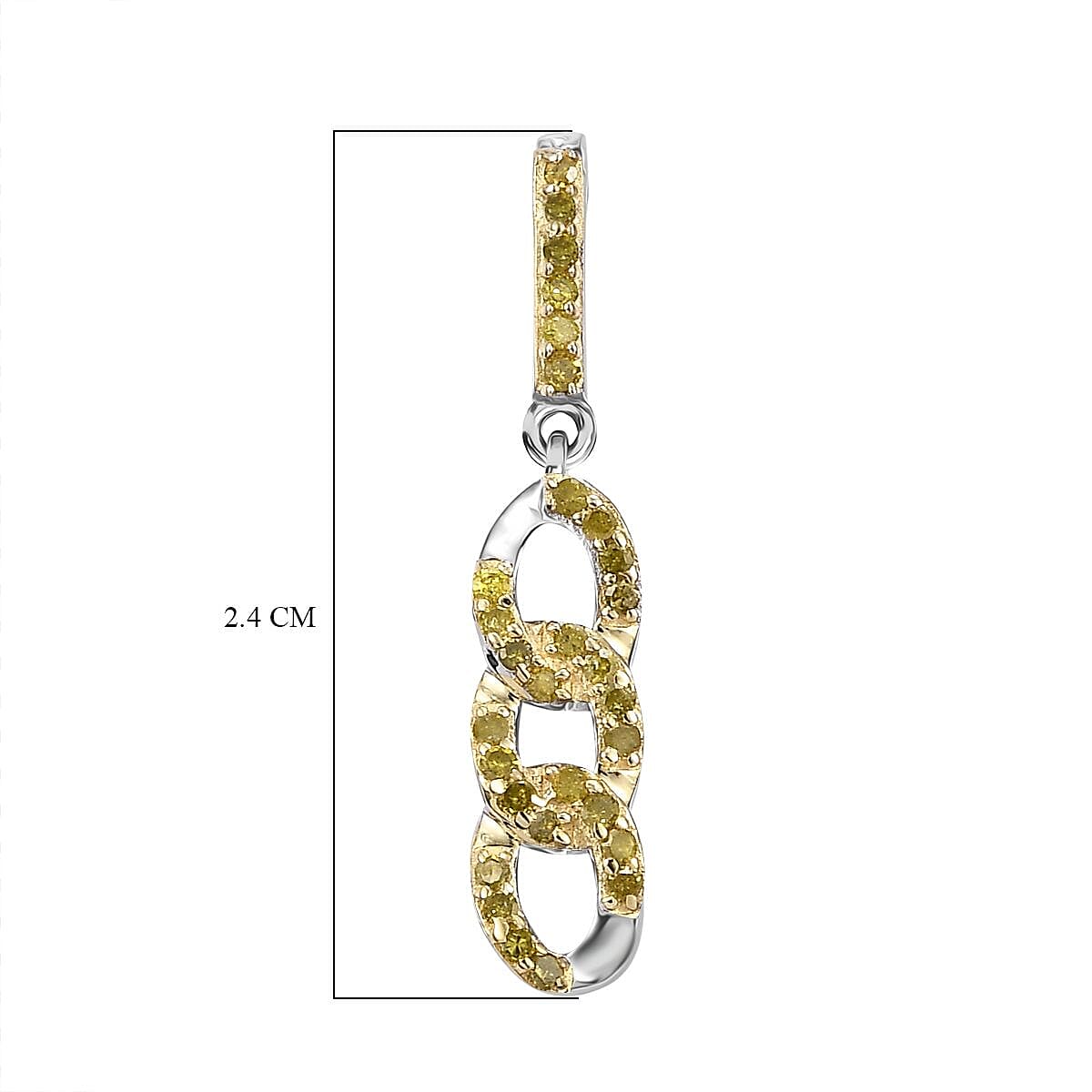 Yellow Diamond Earring with Push Back in Rhodium Overlay Sterling Silver 0.25 Ct.