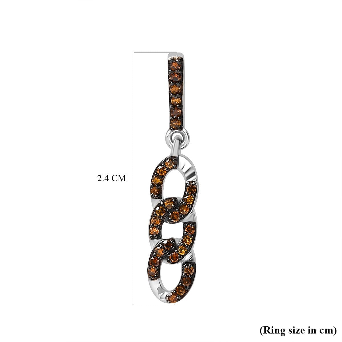 Red Diamond Earring with Push Back in Rhodium Overlay Sterling Silver 0.25 Ct.