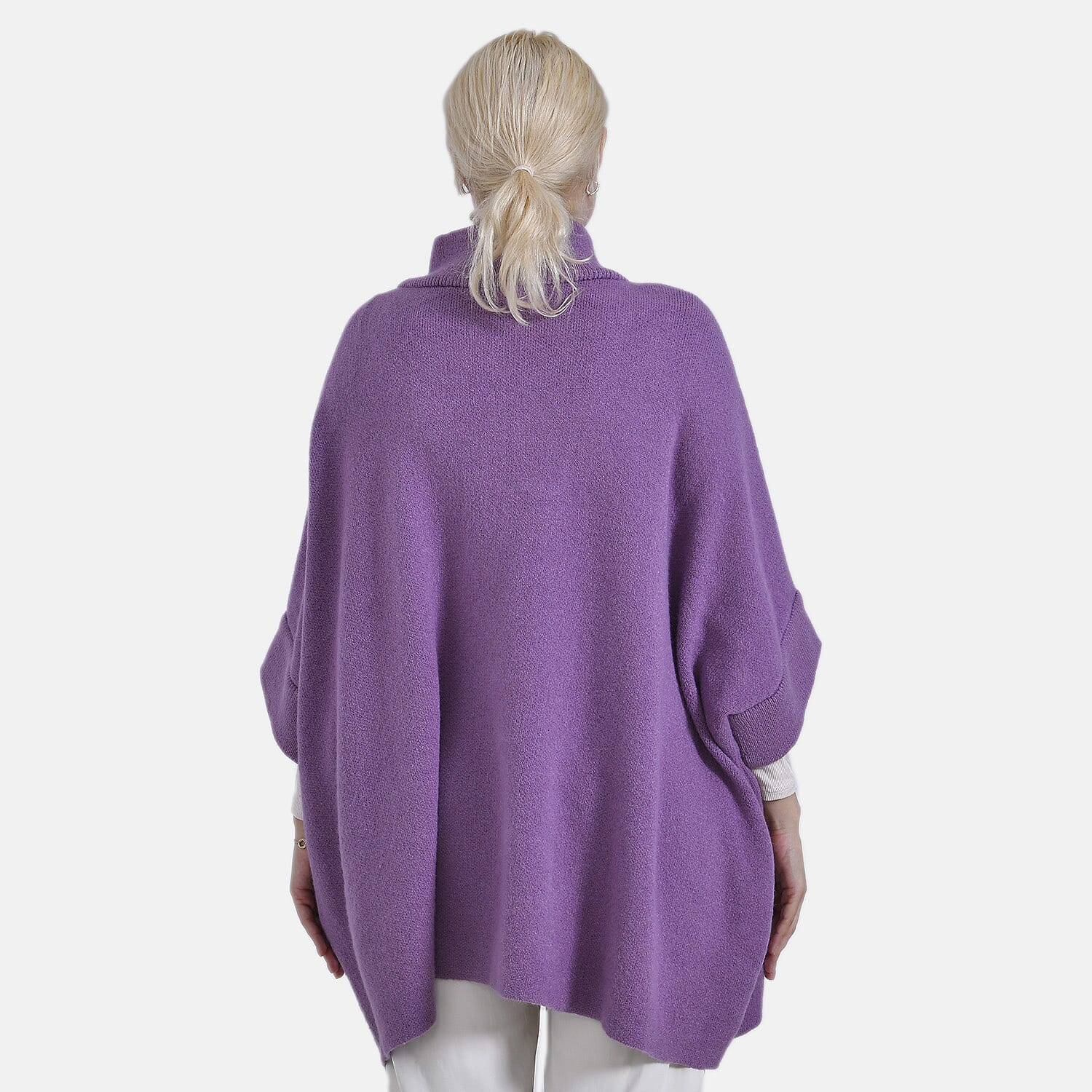 Tamsy Turtle-Neck Half Sleeves Jumper (Size - One Size) - Purple