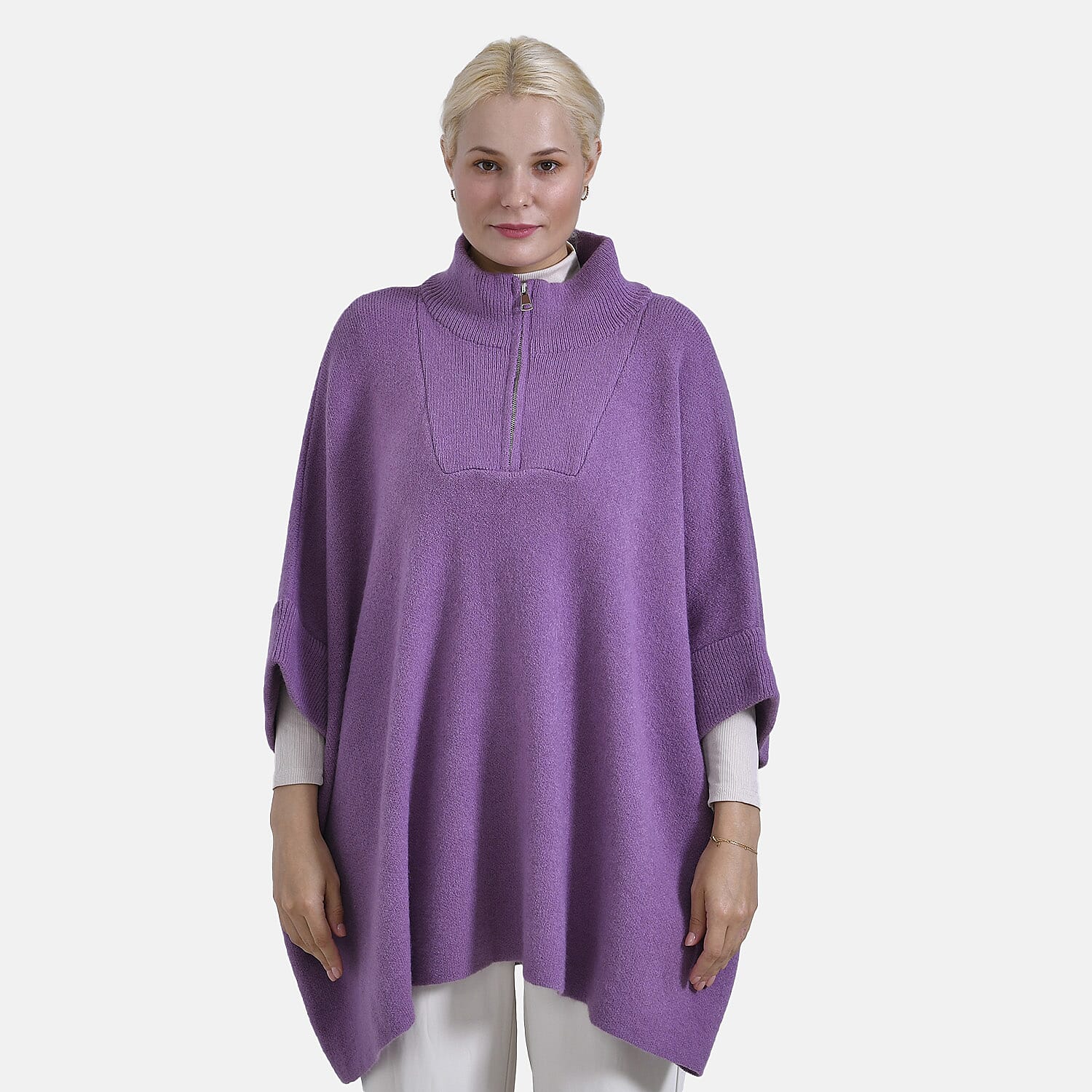 Tamsy Turtle-Neck Half Sleeves Jumper (Size - One Size) - Purple
