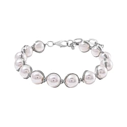 White Shell Pearl Bracelet (Size - 7-2 Ext) in Silver Tone 100.00 Ct.
