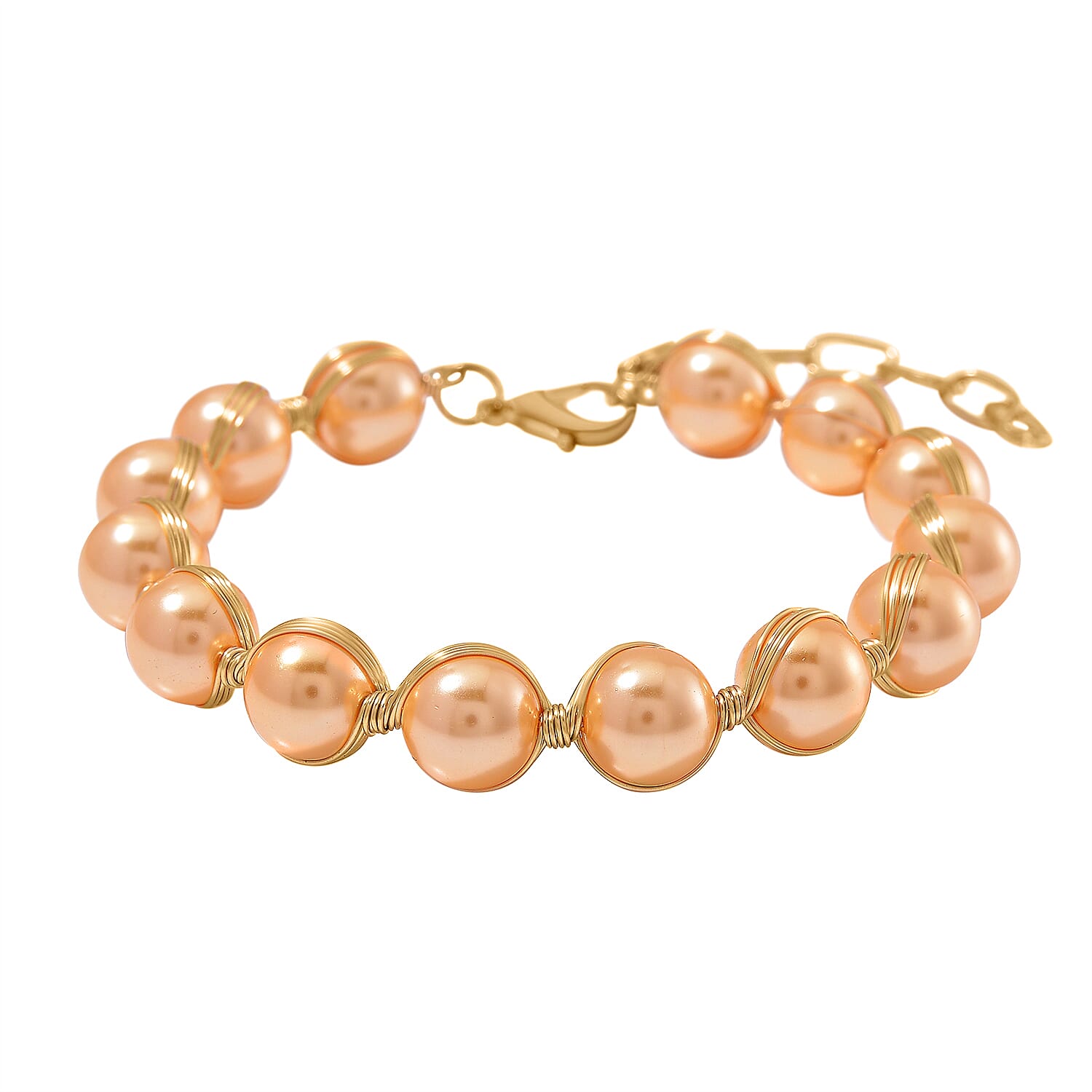 Golden Shell Pearl Bracelet (Size - 7-2 Ext) in Yellow Gold Tone 100.00 Ct.